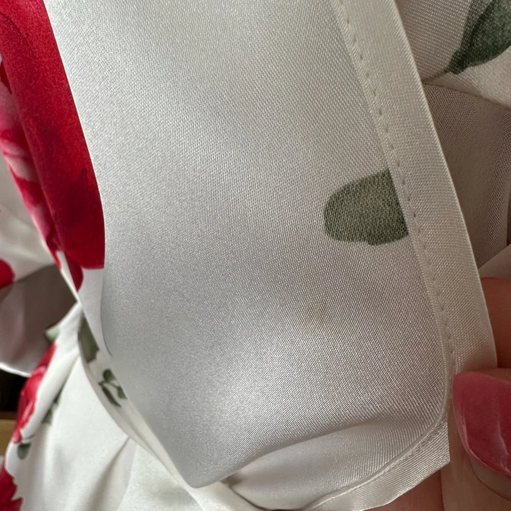 Vintage red rose satin silky 3 piece lingerie set - Picture 9 of 14